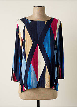 Blouse col rond manches 3/4 bleu STREET ONE femme