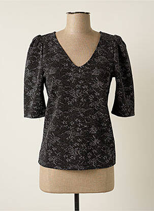 Top stretch manches courtes noir ICHI femme