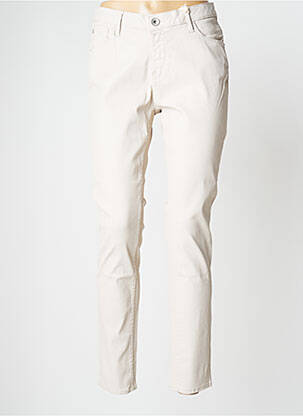 Pantalon slim tissage enduit taille normale beige GARCIA femme