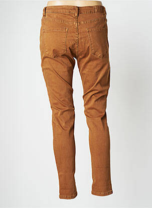 Pantalon slim tissage popeline taille normale marron BROADWAY femme