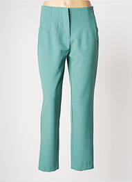 Pantalon droit tissage crêpe taille haute vert GARCIA femme
