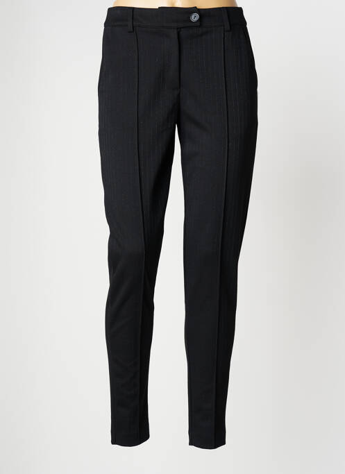 Pantalon chino fermeture zippée sous rabat boutonné taille normale noir ICHI femme