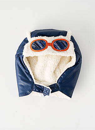 Bonnet empiècements bleu BOBOLI garçon