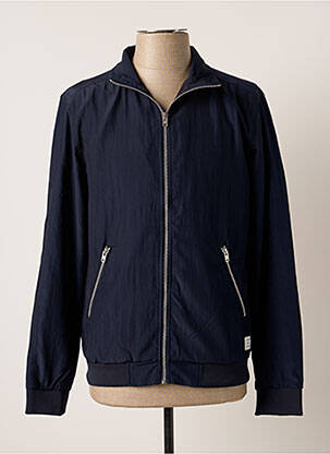 Blouson finition bords-côtes bleu JACK & JONES homme