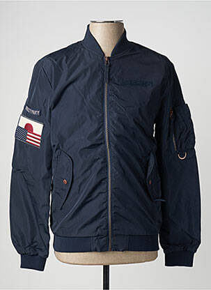 Blouson finition bords-côtes bleu JACK & JONES homme