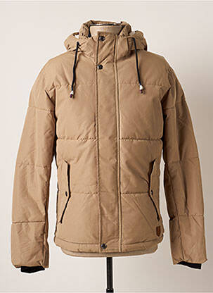 Doudoune fermeture zippée sous rabat pressionné a capuche beige JACK & JONES homme
