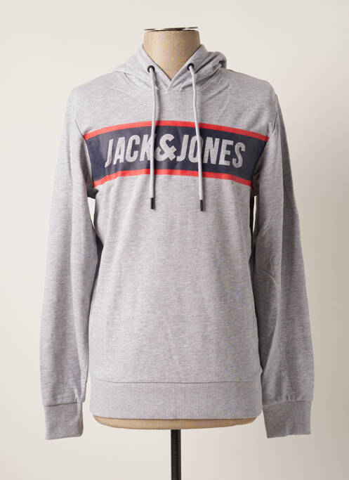 Sweat-shirt à capuche gris JACK & JONES pour homme