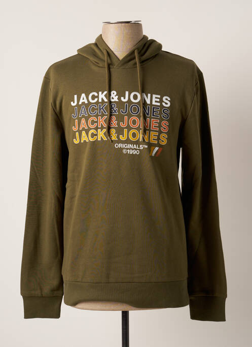 Sweat-shirt à capuche vert JACK & JONES pour homme