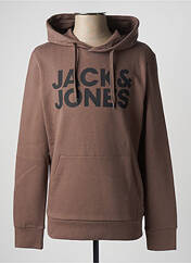 Sweat-shirt à capuche marron JACK & JONES pour homme seconde vue