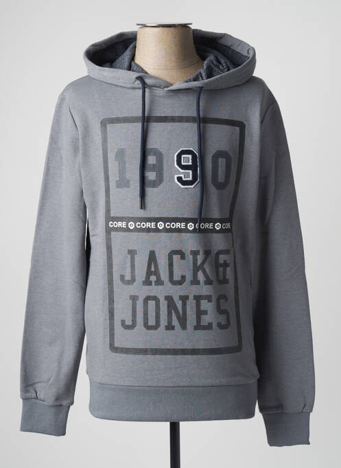 Sweat-shirt à capuche gris JACK & JONES pour homme