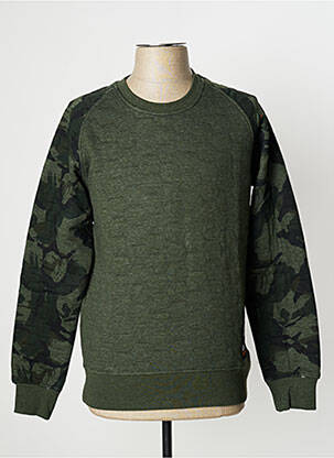 Sweat-shirt finition bords-côtes manches longues vert JACK & JONES homme
