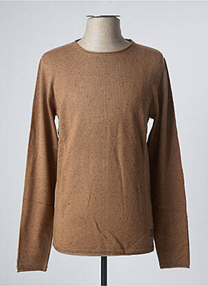 Pull stretch manches longues marron JACK & JONES homme