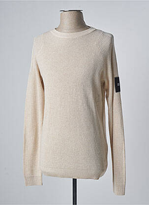 Pull maille souple et aérée manches longues beige JACK & JONES homme