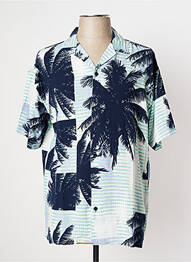 Chemise manches courtes col tailleur bleu JACK & JONES homme