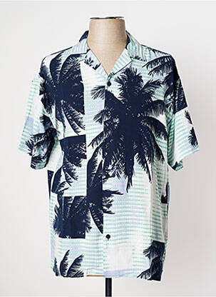Chemise manches courtes col tailleur bleu JACK & JONES homme