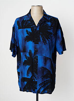 Chemise manches courtes col tailleur bleu JACK & JONES homme