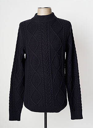 Pull maille torsadée manches longues bleu JACK & JONES homme