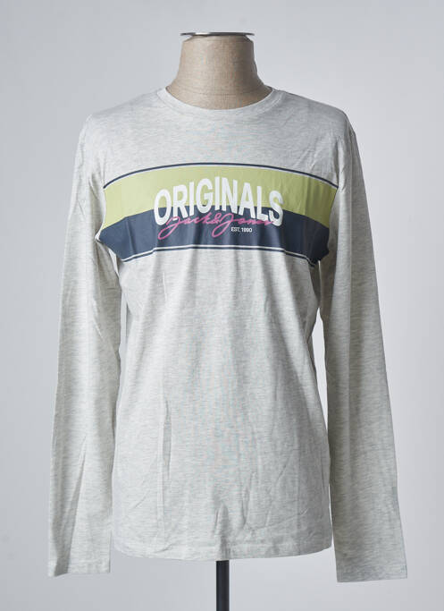 T-shirt gris JACK & JONES pour homme