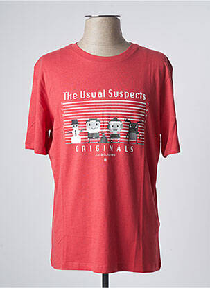 T-shirt rouge JACK & JONES pour homme