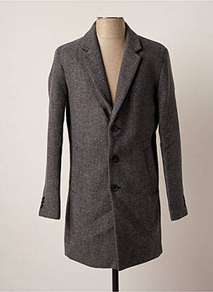Manteau long coupe droite sans capuche gris JACK & JONES homme