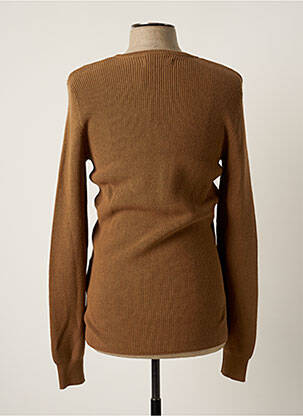 Pull finition bords-côtes manches longues marron CELIO homme