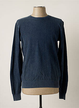 Pull tissage chiné manches longues bleu DAN JOHN homme