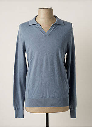 Pull finition bords-côtes manches longues bleu BONOBO homme
