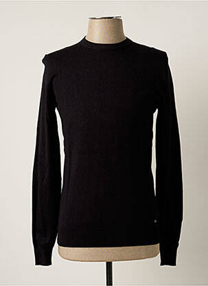 Pull finition bords-côtes manches longues noir SORBINO homme