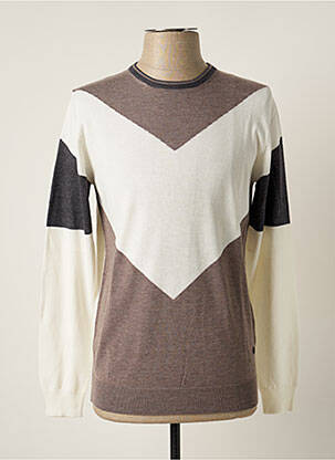 Pull tissage chiné manches longues beige SORBINO homme