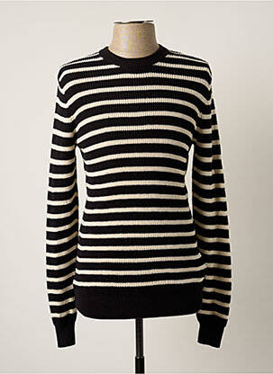 Pull finition bords-côtes manches longues noir BONOBO homme