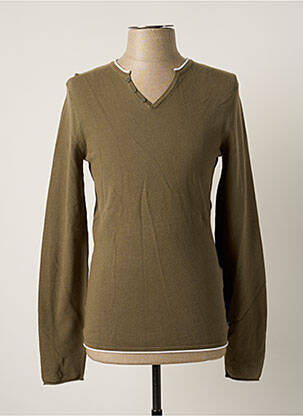 Pull col v manches longues vert BONOBO homme