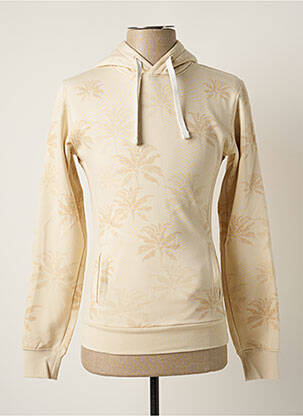 Sweat-shirt à capuche tissage jersey manches longues beige CELIO homme