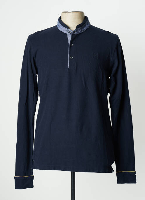 Polo manches longues manches longues bleu STOOKER homme