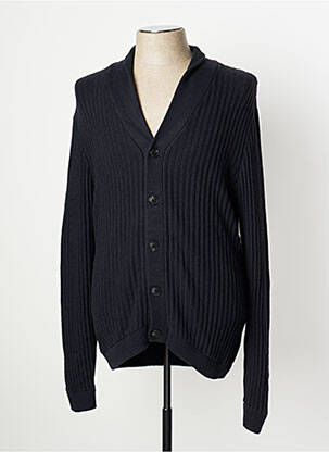 Gilet manches longues finition bords-côtes bleu DEVRED homme