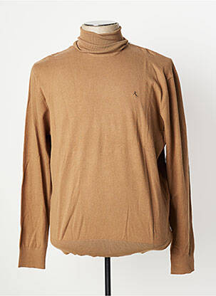 Pull col roulé finition bords-côtes manches longues marron VERTIGO homme