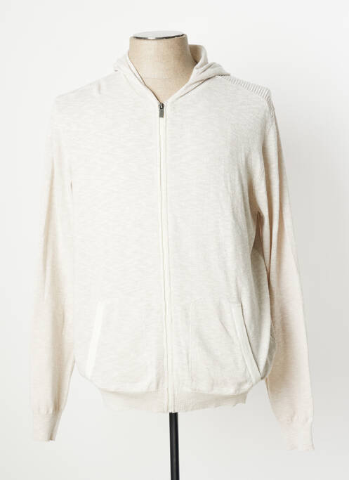 Gilet manches longues finition bords-côtes beige DEVRED homme