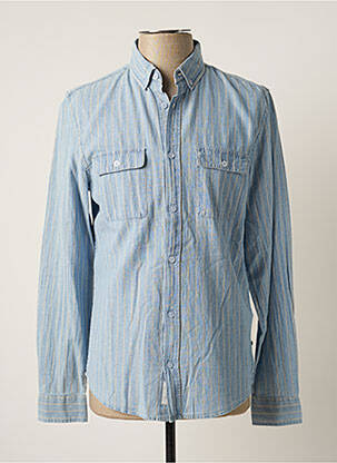 Chemise manches longues imprimé rayures bleu BONOBO homme