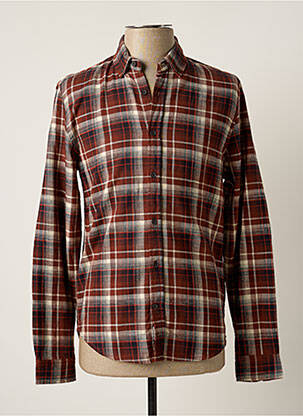 Chemise manches longues imprimé écossais marron BONOBO homme