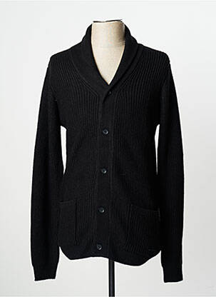 Gilet manches longues finition bords-côtes noir SORBINO homme