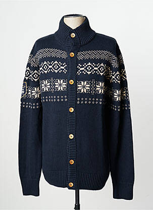 Gilet manches longues maille grosse maille bleu RUCKFIELD homme