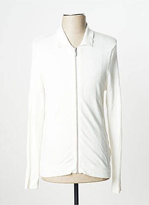 Gilet manches longues finition bords-côtes blanc DEVRED homme