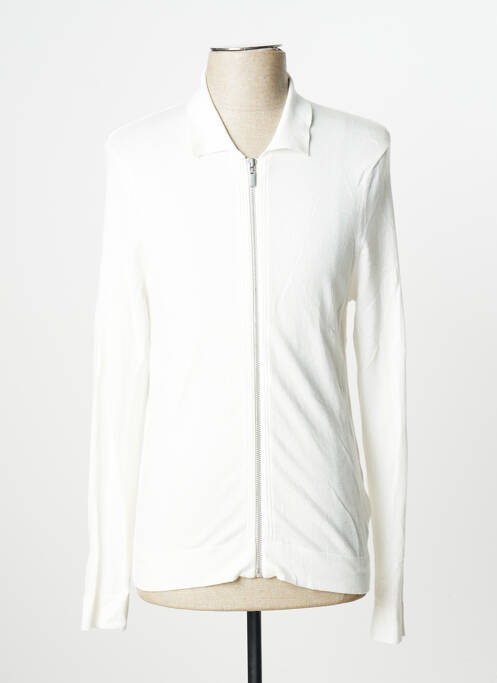 Gilet manches longues finition bords-côtes blanc DEVRED homme