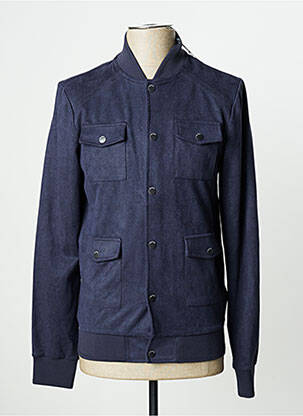 Blouson finition bords-côtes bleu DEVRED homme