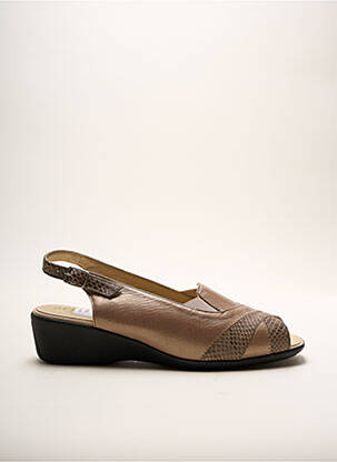 Sandales/nu pieds semi compensé talon de 4 à 6cm marron ARTIKA SOFT femme