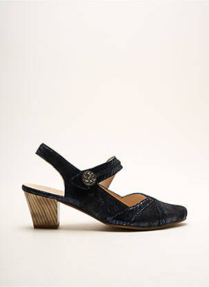 Sandales/nu pieds tissage satiné talon de 4 à 6cm bleu GEO-REINO femme
