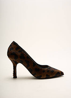 Escarpins tissage satiné talon de 7 à 9cm marron SOULIERS EVELIN'S femme