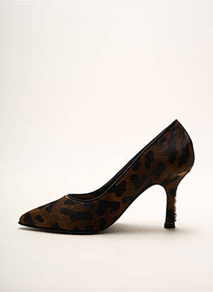 Escarpins tissage satiné talon de 7 à 9cm marron SOULIERS EVELIN'S femme
