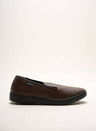 Chaussons/pantoufles tissage satiné talon plat jusqu'à 3cm marron FARGEOT femme