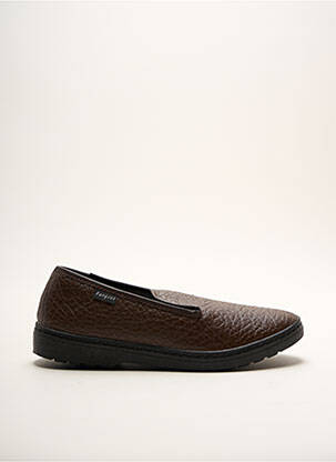Chaussons/pantoufles tissage satiné talon plat jusqu'à 3cm marron FARGEOT femme