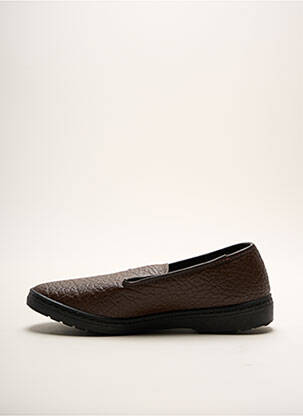 Chaussons/pantoufles tissage satiné talon plat jusqu'à 3cm marron FARGEOT femme
